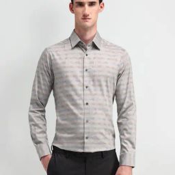 Arrow Grey Cotton Slim Fit Printed Shirt-image-51