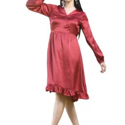 Melon by PlusS Maroon Regular Fit A Line Dress-image-61