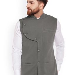 Hypernation Men Grey Nehru Jacket-26