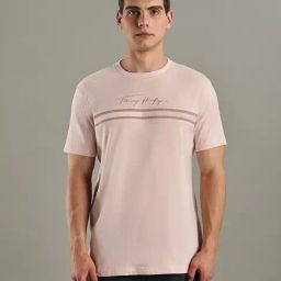 TOMMY HILFIGER Pink Logo Regular Fit Cotton T-Shirt-image-98
