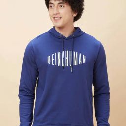Being Human Dark Blue Oversized Printed Hooded Sweatshirt-image-78