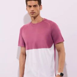 Hoversoul Lavender Regular Fit Colour Block Sports T-Shirt-picture-5