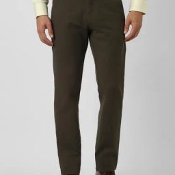 Van Heusen Brown Cotton Slim Fit Trousers-image-10