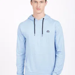 ANTHEM Men Blue Solid Hooded Sweatshirt-image-41
