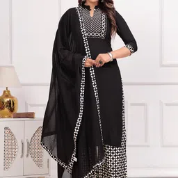 BAESD Women Ethnic Motifs Embroidered Regular Mirror Work Kurta with Trousers & With Dupatta-16