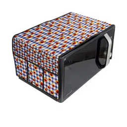 Waterproof & Dustproof PVC Microwave Oven Top Cover with 6 Utility Pockets Ging-image-74