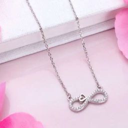 Zavya 925 Silver Infinite Love Rhodium-Plated Necklace for Women-image-85