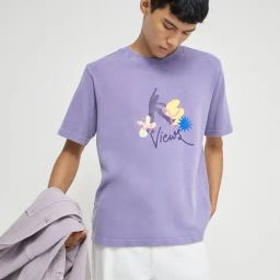 Nuon by Westside Purple Text Printed Relaxed-Fit Cotton T-Shirt-image-7