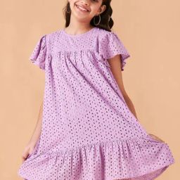 Cherry & Jerry Girls Purple Solid Empire Above Knee Dress-image-59