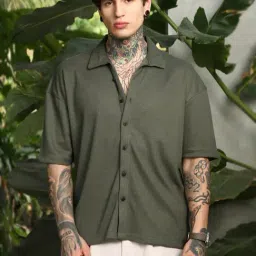 Campus Sutra Green Polycotton Oversized Solid Shirt-picture-25