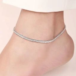 Zavya Elegance CZ Rhodium Plated 925 Sterling Silver Anklet-image-74