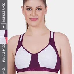 Reveira Pack Of 2 Full Coverage Non Padded Sports Bra With All Day Comfort-image-78