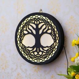 eCraftIndia Black Wood Cutout LED Light Wall Hanging Lamp-image-86