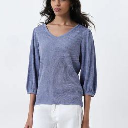 LOV by Westside Lilac Ribbed and Embellished Sweater-image-81