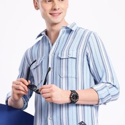 Aeropostale Men Premium Striped Pure Cotton Casual Shirt-image-80