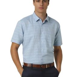 Van Heusen Blue Regular Fit Striped Shirt-image-17