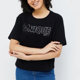 Fame Forever by Lifestyle Black Graphic Print Top-picture-7