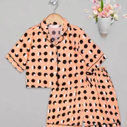 Budding Bees Kids Peach & Black Printed Shirt with Shorts-picture-25