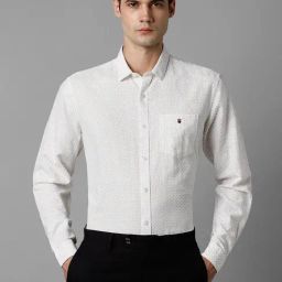 Louis Philippe Sport Cream Slim Fit Printed Shirt-image-46