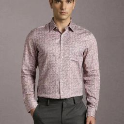 Louis Philippe Purple Cotton Slim Fit Printed Shirt-picture-29