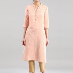 AURELIA Women Pink & Grey Striped Kurta-image-41