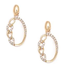 Lilly & Sparkle Brass Gold Plated CZ Stone Studded Contemporary Drop Earrings-1