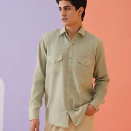 Indian Needle Pista Cotton Regular fit Shirt-image-95
