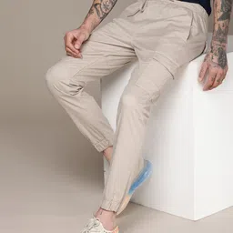 WROGN Men Solid Mid Rise Regular Fit Cargo Style Joggers-image-56