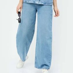 Ginger by Lifestyle Blue Cotton Mid Rise Flared Jeans-image-71