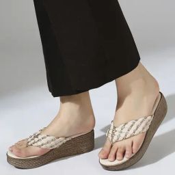 Inc.5 Women's Beige Thong Wedges-58