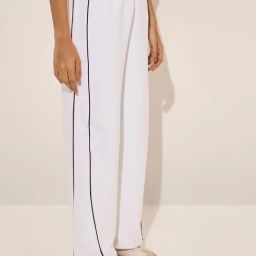 LOV by Westside White Contrast-Detailed Mid-Rise Track Pants-image-82
