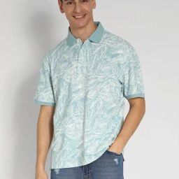 American Eagle Outfitters Blue Cotton Printed Polo T-Shirt-image-51