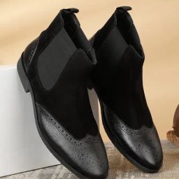 Teakwood Leathers Men's Black Chelsea Boots-image-73