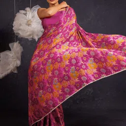 KALINI Floral Printed Saree with Blouse Piece-picture-45