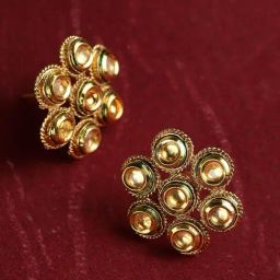YouBella Gold-Plated Floral Oversized Stud Earrings-image-23