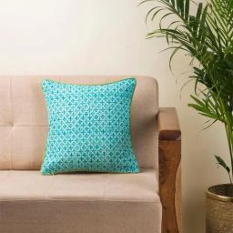 Fabindia Aqua Cotton 49 TC 240 GSM Magnolia Cushion Cover-image-110