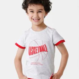 Kate & Oscar Kids Off-White & Red Cotton Printed T-Shirt-image-67
