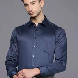 Louis Philippe Slim Fit Geometric Self Designed Pure Cotton Formal Shirt-image-31