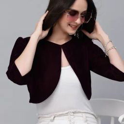 Style Quotient Dark Purple Velvet Crop Shrug-picture-40