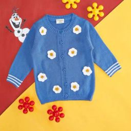 Pantaloons Baby Blue & White Cotton Floral Print Full Sleeves Sweater-image-60