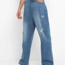 Campus Sutra Blue Regular Fit Distressed Jeans-image-54