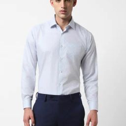 Van Heusen Light Blue Cotton Regular Fit Printed Shirt-image-32