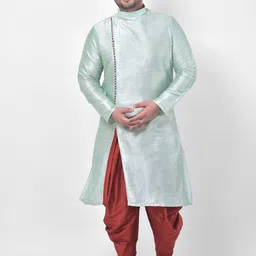 DEYANN PLUS Men Green Solid Kurta with Dhoti Pants-53