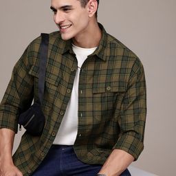 WROGN Pure Cotton Oversized Checked Casual Shirt-image-102