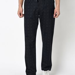 Octave Men Black & Grey Checked Cotton Track Pants-image-65