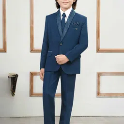 Lagorii Boys Bead Work Tuxedo With Pant & Waistcoat Set-picture-4
