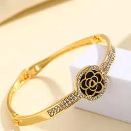 Shining Diva Fashion Gold-Plated Crystals And Stones Studded Bangle-Style Bracelet-image-93