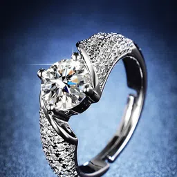 Jewels Galaxy Silver-Plated Crystal Studded Adjustable Finger Ring-17