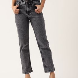 PARIS HAMILTON Boyfriend Fit High-Rise Heavy Fade Acid Wash Stretchable Jeans-image-83
