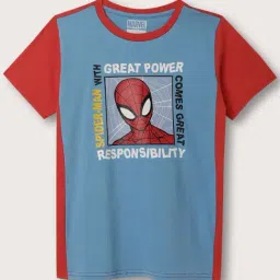 Blue Giraffe Kids Blue & Red Cotton Printed Spiderman T-Shirt-image-23